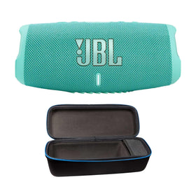 JBL Charge 5 teal bundle with divvi hardshell case for outdoor listening and protection