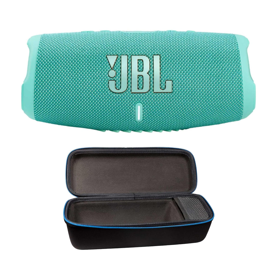 JBL Charge 5 teal bundle with divvi hardshell case for outdoor listening and protection