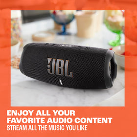 JBL Charge 5 Wi‑Fi app allows EQ tweaks and controls.