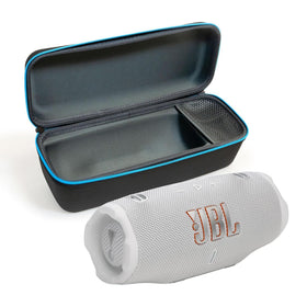 JBL Charge 6 front view bundled with divvi case for portable music on the go