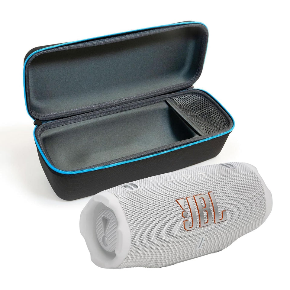 JBL Charge 6 front view bundled with divvi case for portable music on the go