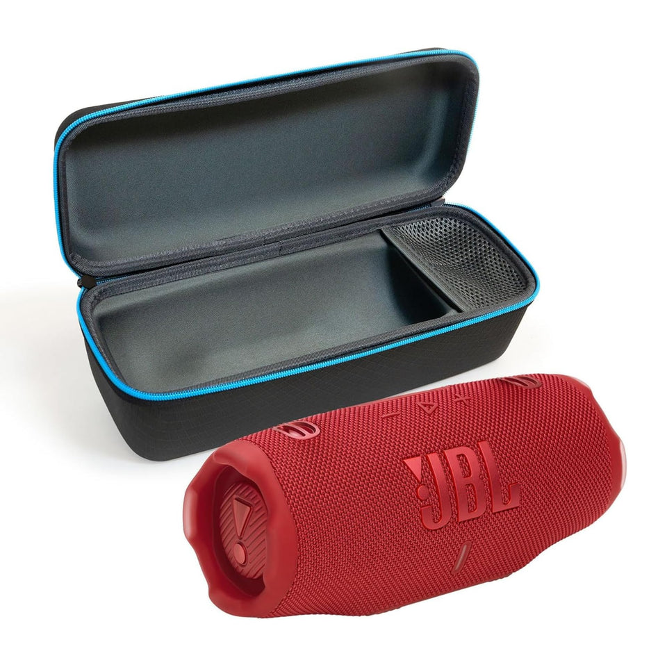 JBL Charge 6 red front view with bold bass for outdoor listening