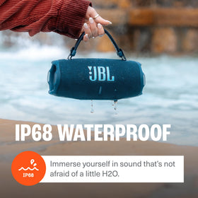 JBL Charge 6 Squad waterproof, dust-proof, and drop-proof design detail.