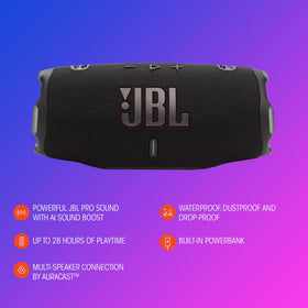 JBL Charge 6 blue USB-C port enables convenient charging and connectivity