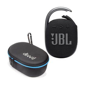 JBL Clip 4 black side view, compact for on-the-go listening.