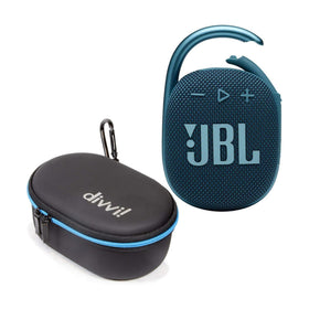 JBL Clip 4 blue front view showing compact, portable sound for adventures.