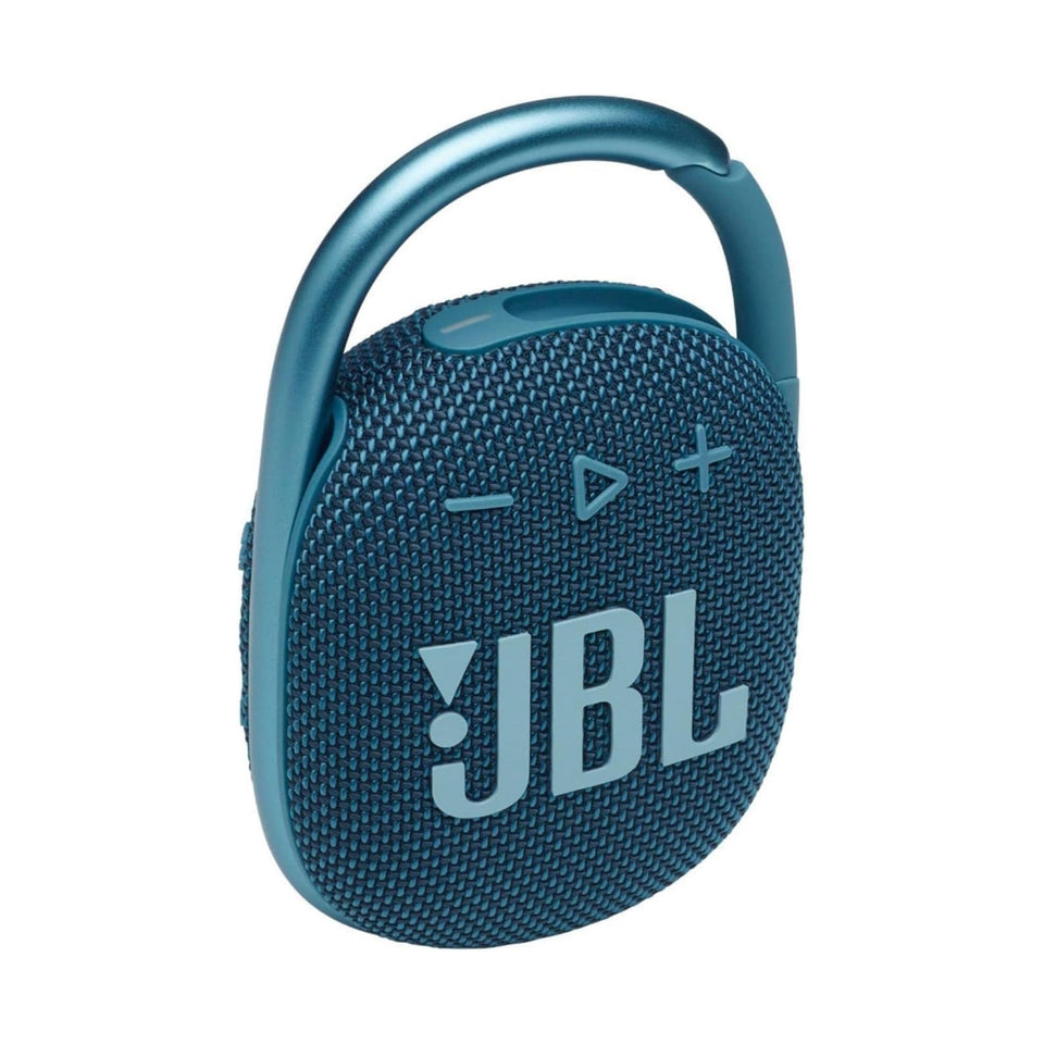 JBL Clip 4 front view highlights its compact, portable design for on-the-go listening.