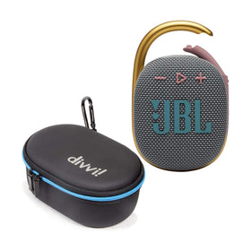 JBL Clip 4 gray front view, compact portable speaker for on-the-go listening.