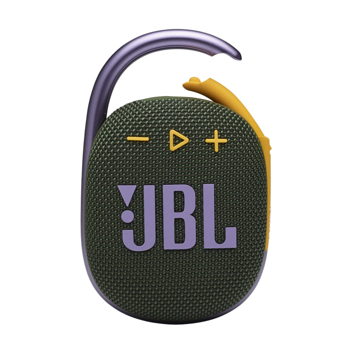 JBL Clip 4 Green front view highlights compact design and portability.