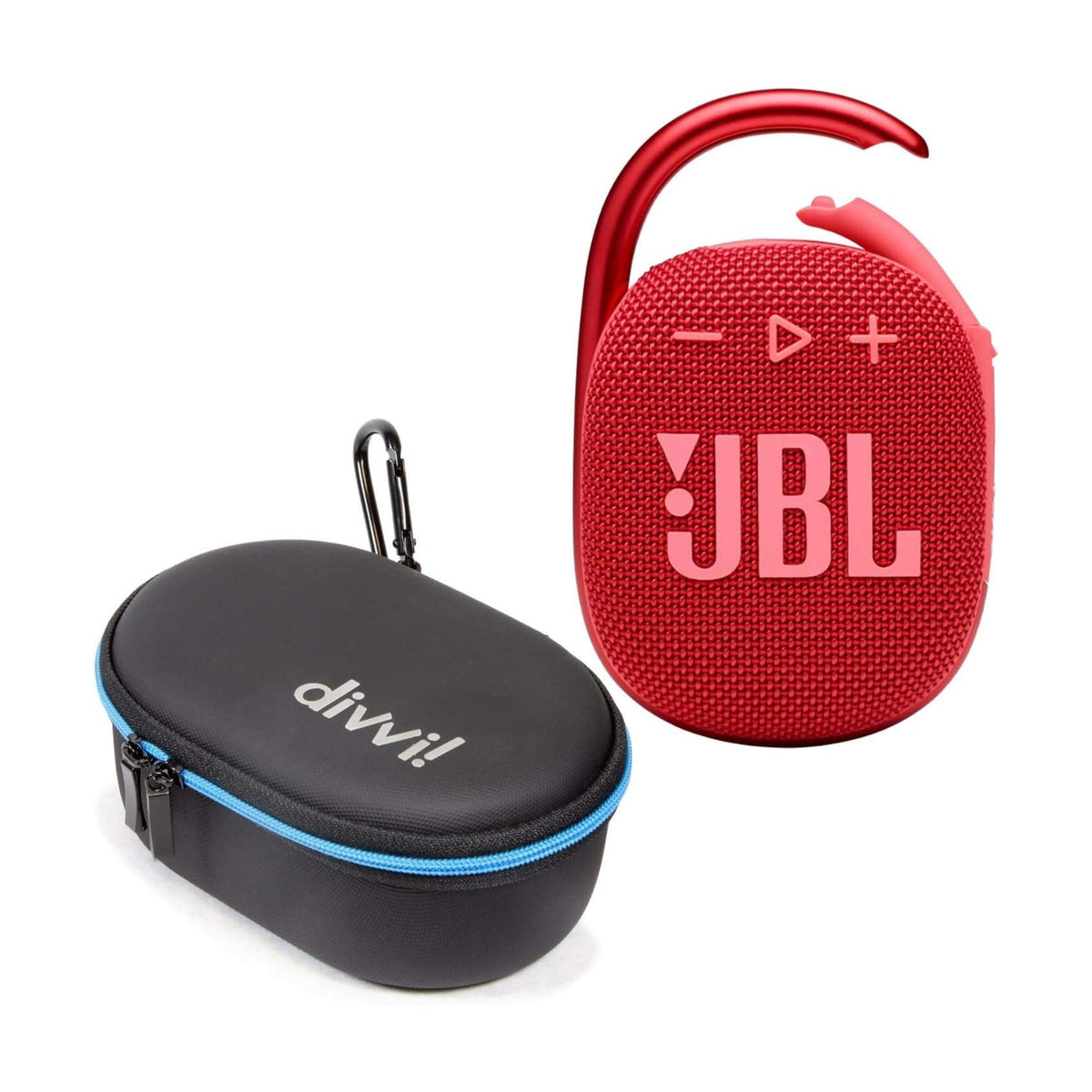 JBL Clip 4 red front view for portable outdoor listening.