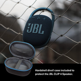 JBL Clip 4 red side view highlighting compact design.