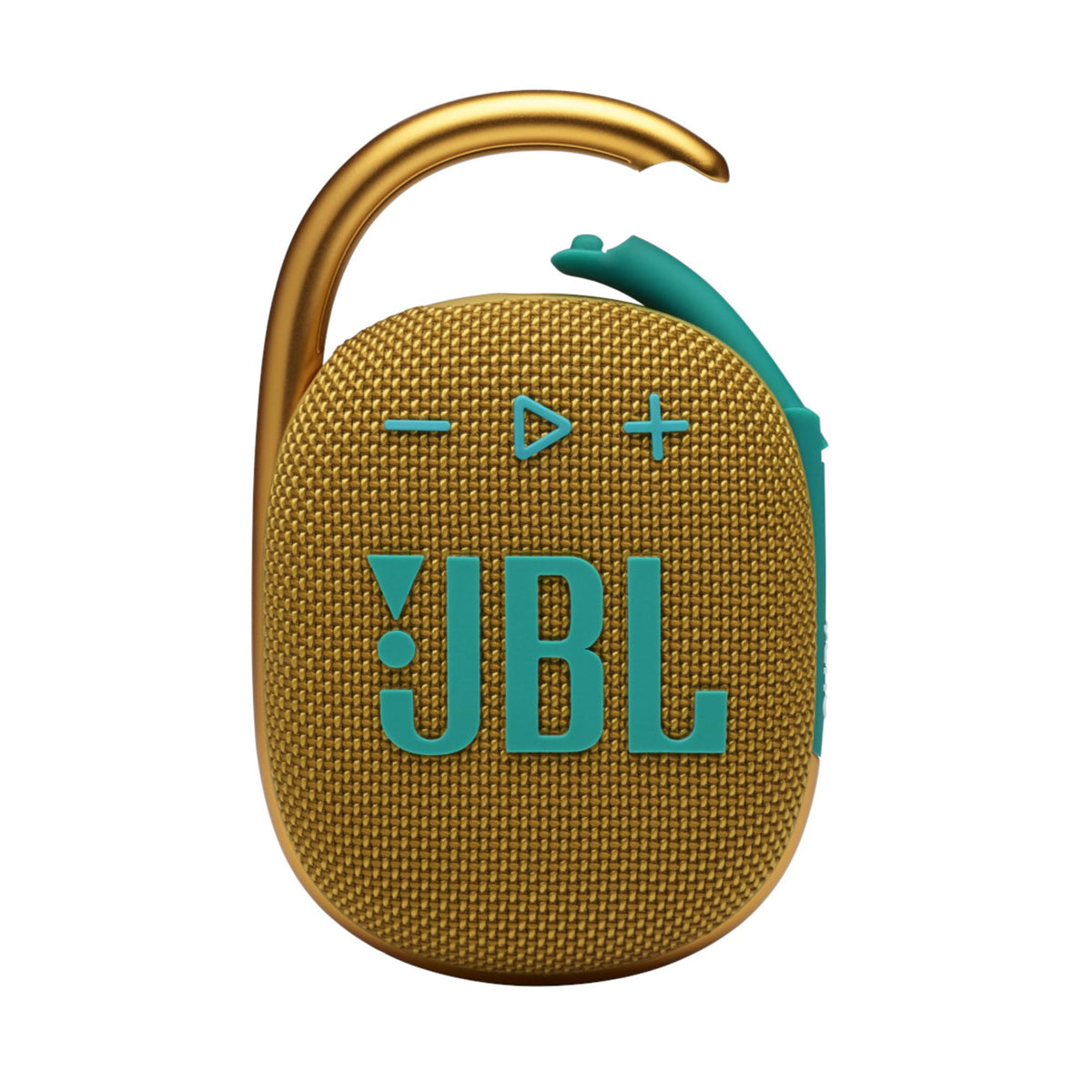 JBL Clip 4 Yellow front view for portable, punchy sound anywhere.