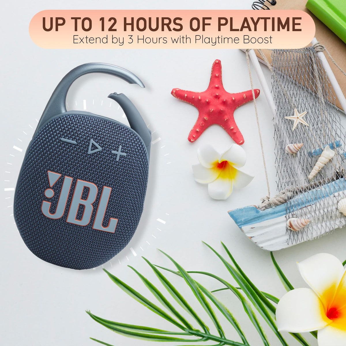 JBL Clip 5 works with JBL Portable App for control.