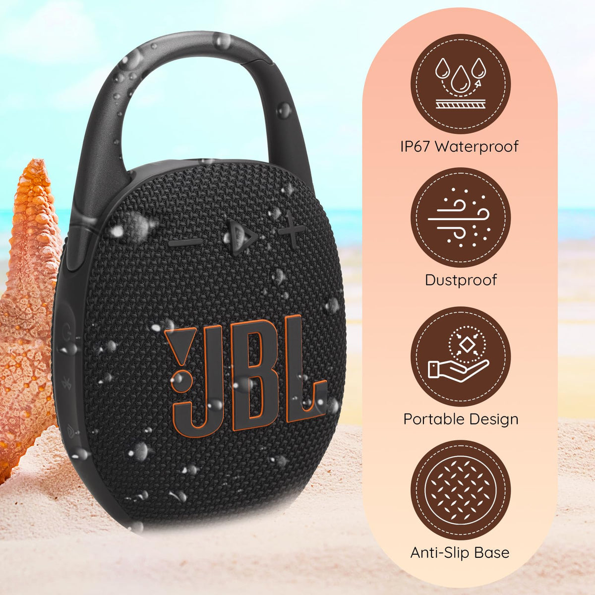 JBL Clip 5 eco-friendly packaging and construction.