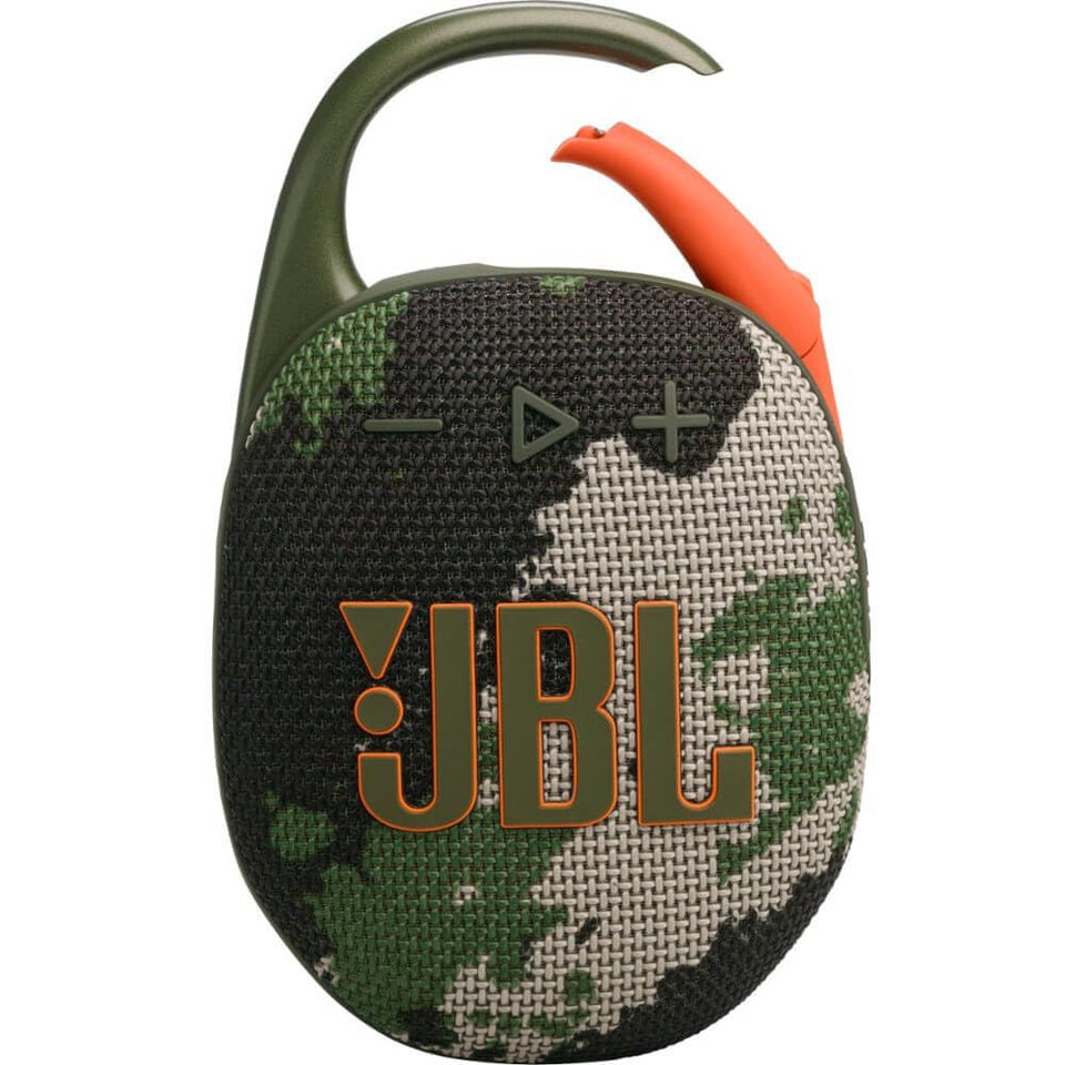 JBL Clip 5 Renewed front view shows compact portability for on-the-go listening