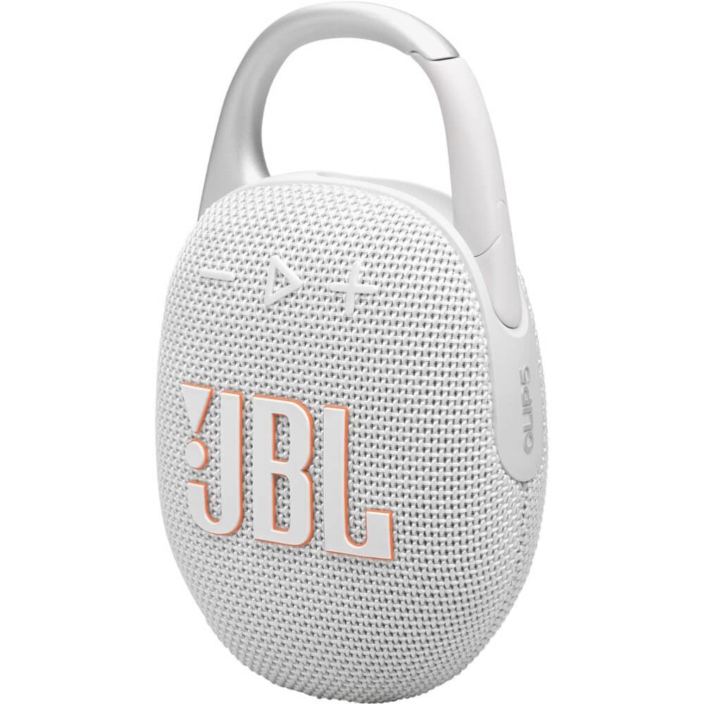 JBL Clip 5 side view highlights rugged dustproof construction.