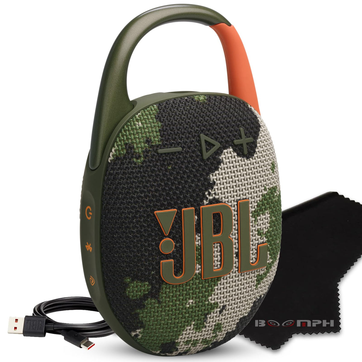 JBL Clip 5 Squad with integrated carabiner handle for secure outdoor portability