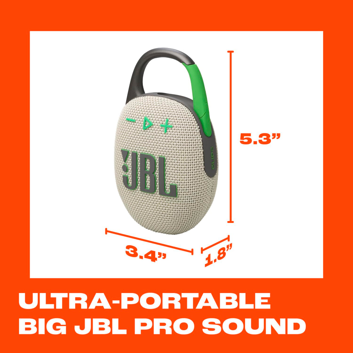 JBL Clip 5 up to 12 hours of playtime for long outings.