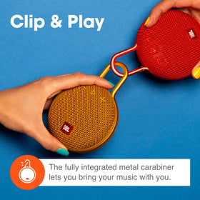 JBL Clip 3 fabric detail highlighting durable material and weather resistance