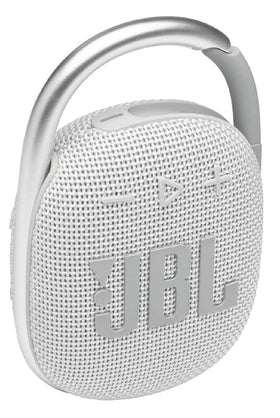 JBL Clip 4 white bundle side view shows clip-on design.