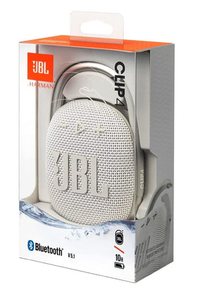 JBL Clip 4 white compact pair ideal for travel.