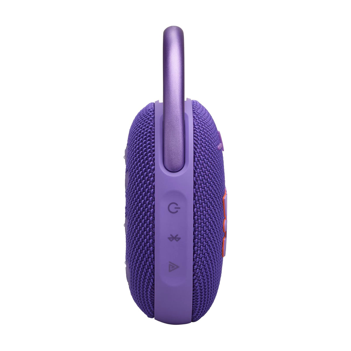 JBL Clip 5 Purple back view shows grip-friendly form and durable exterior.
