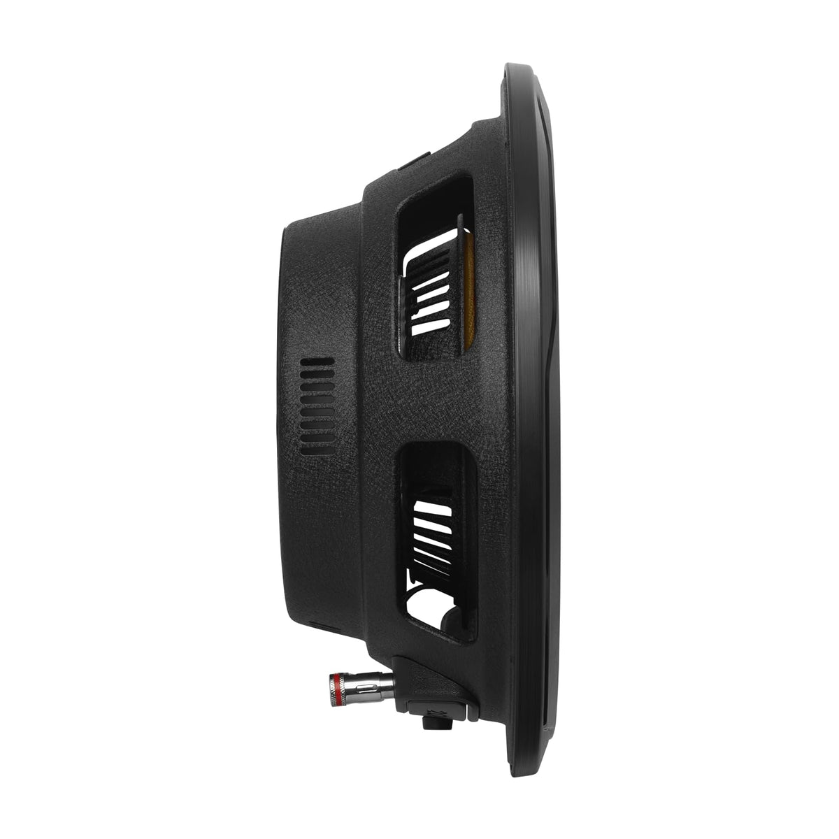 Vented basket keeps voice coil cooler during high-output sessions.