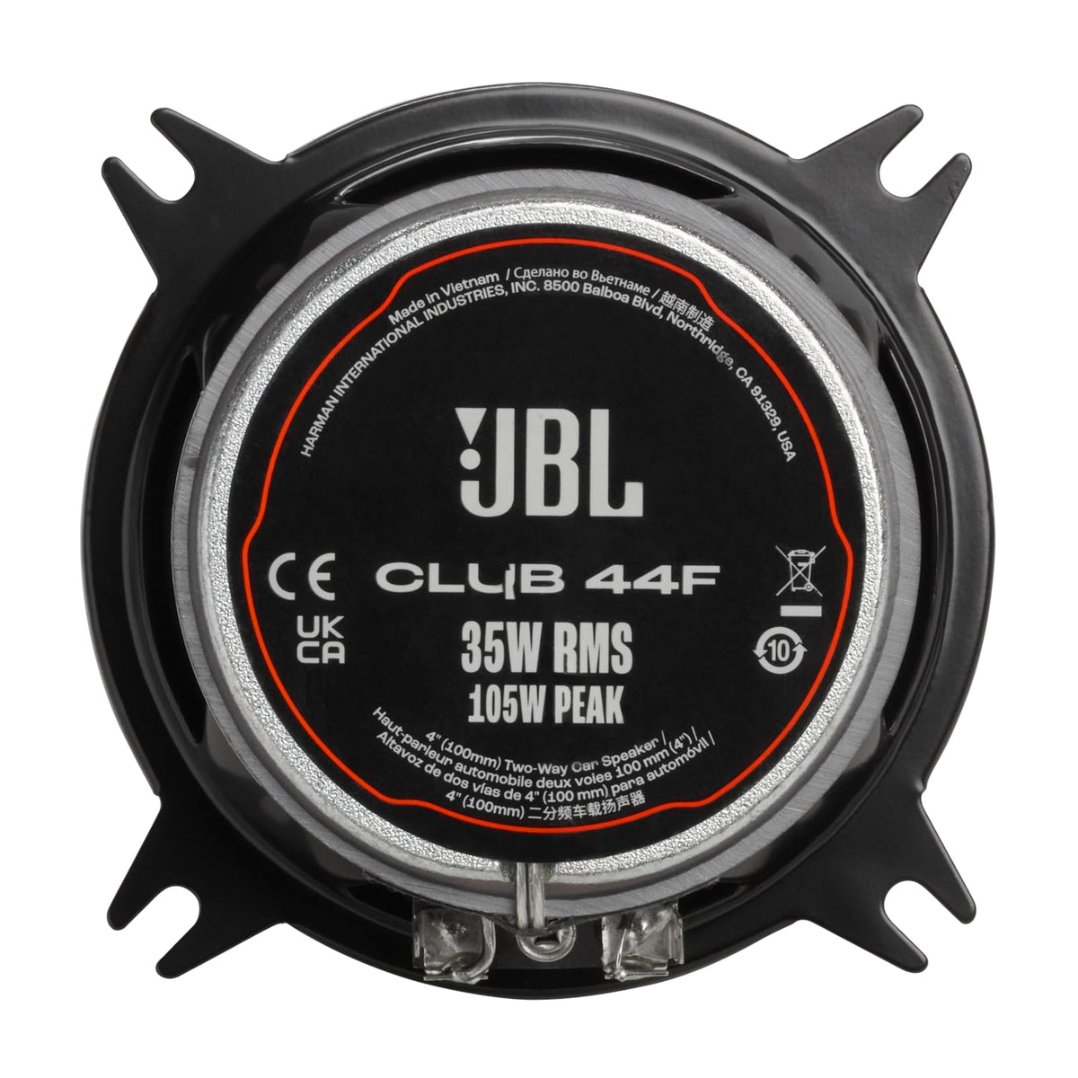 JBL Club 44F acoustically damped polypropylene cone resists heat and humidity