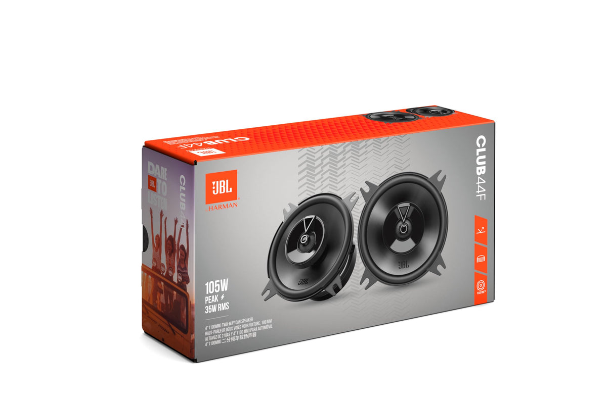 JBL Club 44F compact design fits more vehicles, easy upgrade from factory speakers
