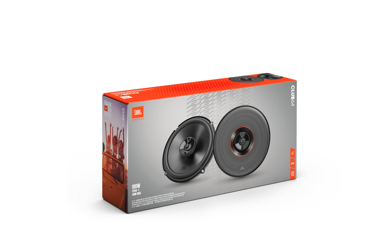 JBL Club 64 wide frequency response enhances lows and highs.