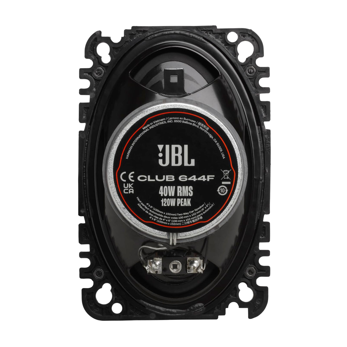 JBL Club 644F larger magnet enables higher power handling in compact setups.