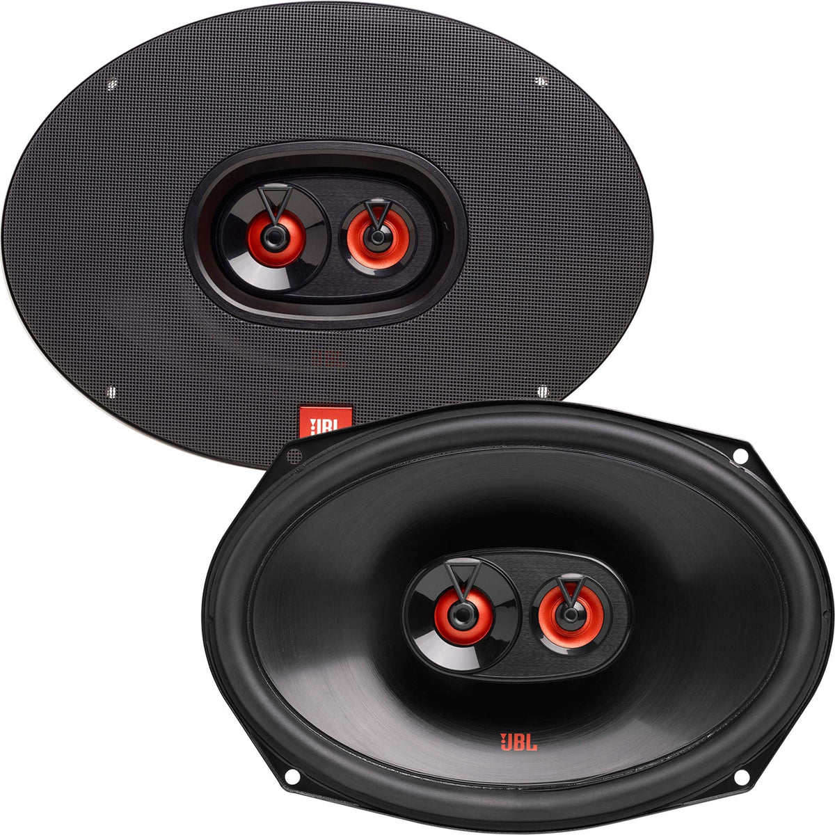 JBL Club 9632 front view in black, showing overall silhouette and mounting frame