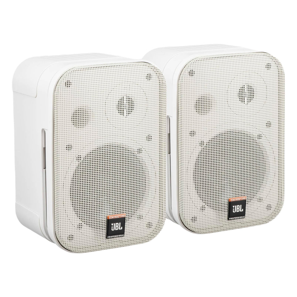 JBL Control 1 Pro front view, compact two-way speaker suitable for desktop and bookshelf use