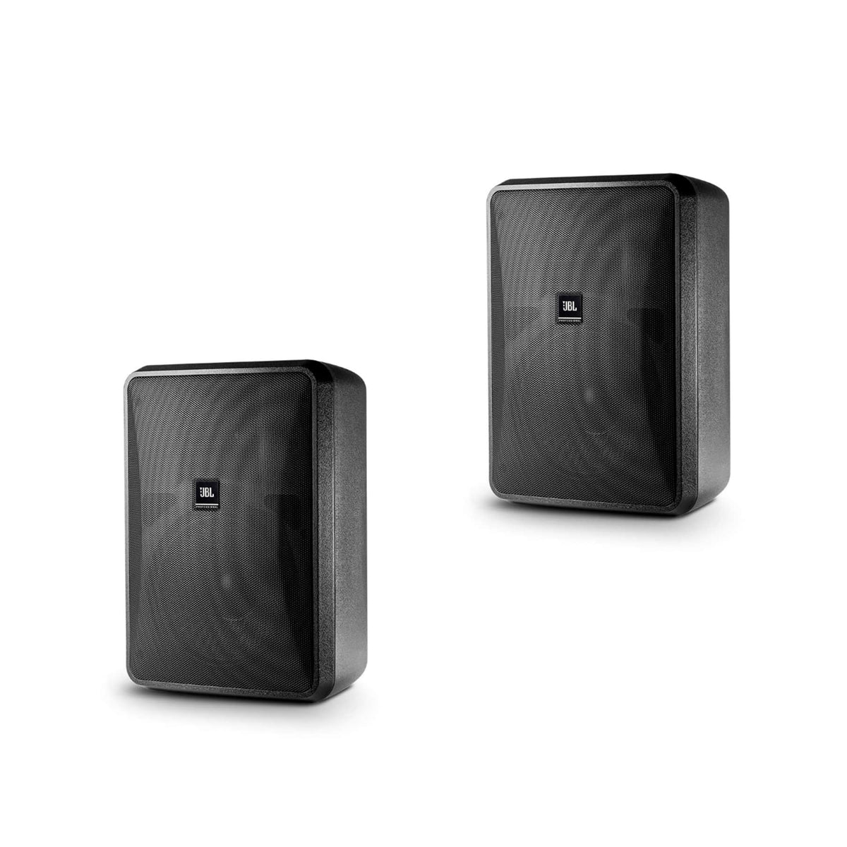 JBL Control 28-1 pair front-view enclosure ideal for outdoor or indoor background audio.