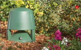 JBL Control 85M durable enclosure withstands lawn equipment and weather for outdoor spaces.
