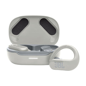 JBL Endurance Peak 3 case open showing earbuds for quick workouts