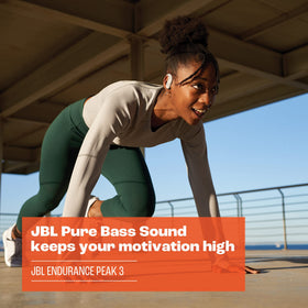 IP68 rating badge with JBL Endurance Peak 3 for dust and water resistance