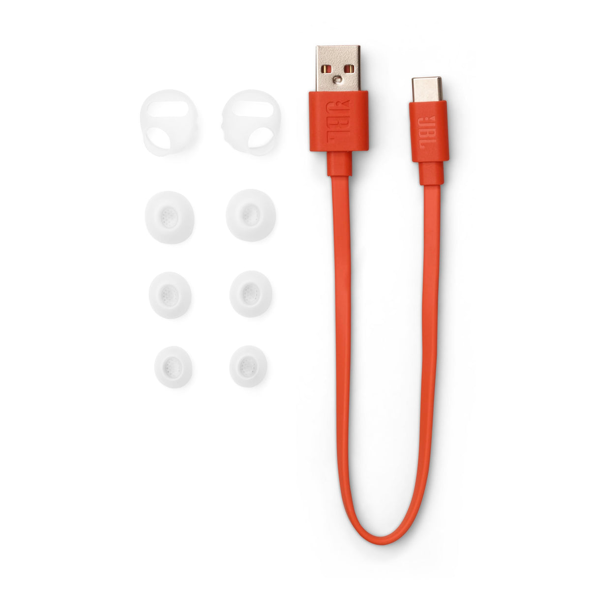 White JBL Endurance Race 2 earbuds with sleek, matte finish for everyday wear