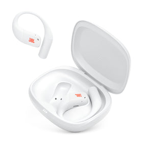 JBL Endurance Zone open-ear buds in use showing surroundings-aware listening during workouts.
