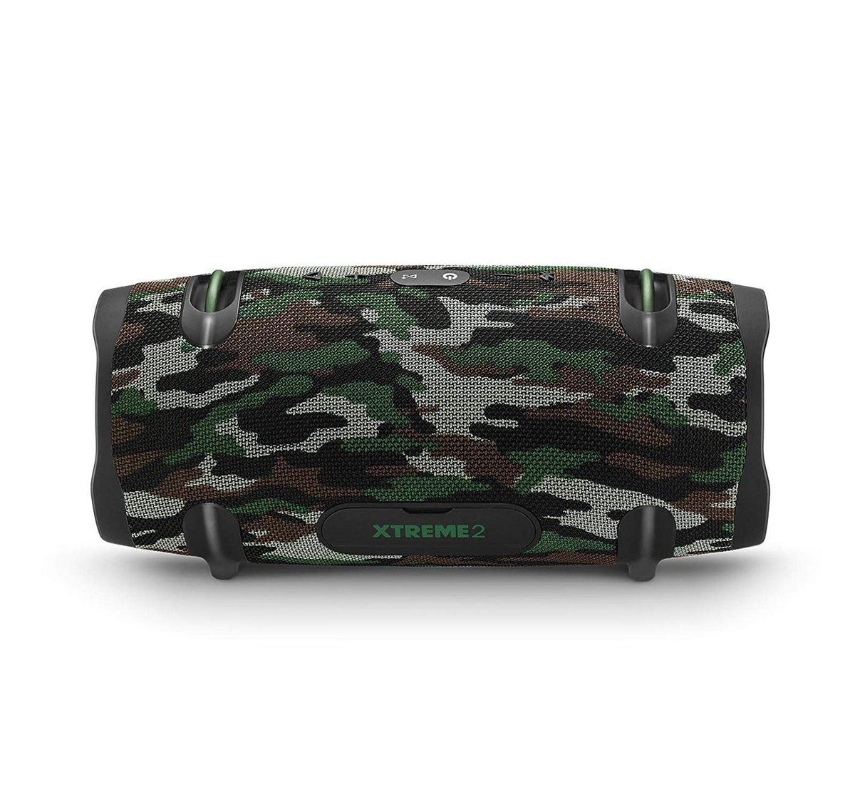 JBL Xtreme 2 camouflage side view highlighting portable poolside use.