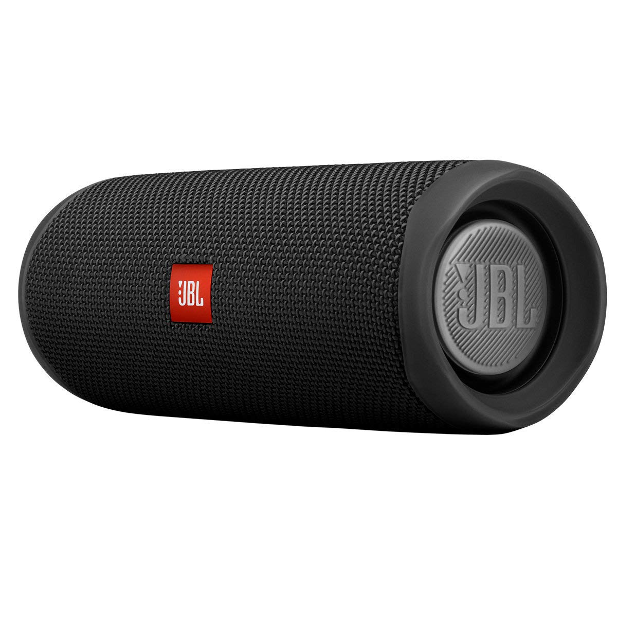 JBL Flip 5 black side controls demonstrate easy playback access on the go