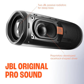JBL Flip 5 supports PartyBoost for stereo pairing or multi-speaker setups.