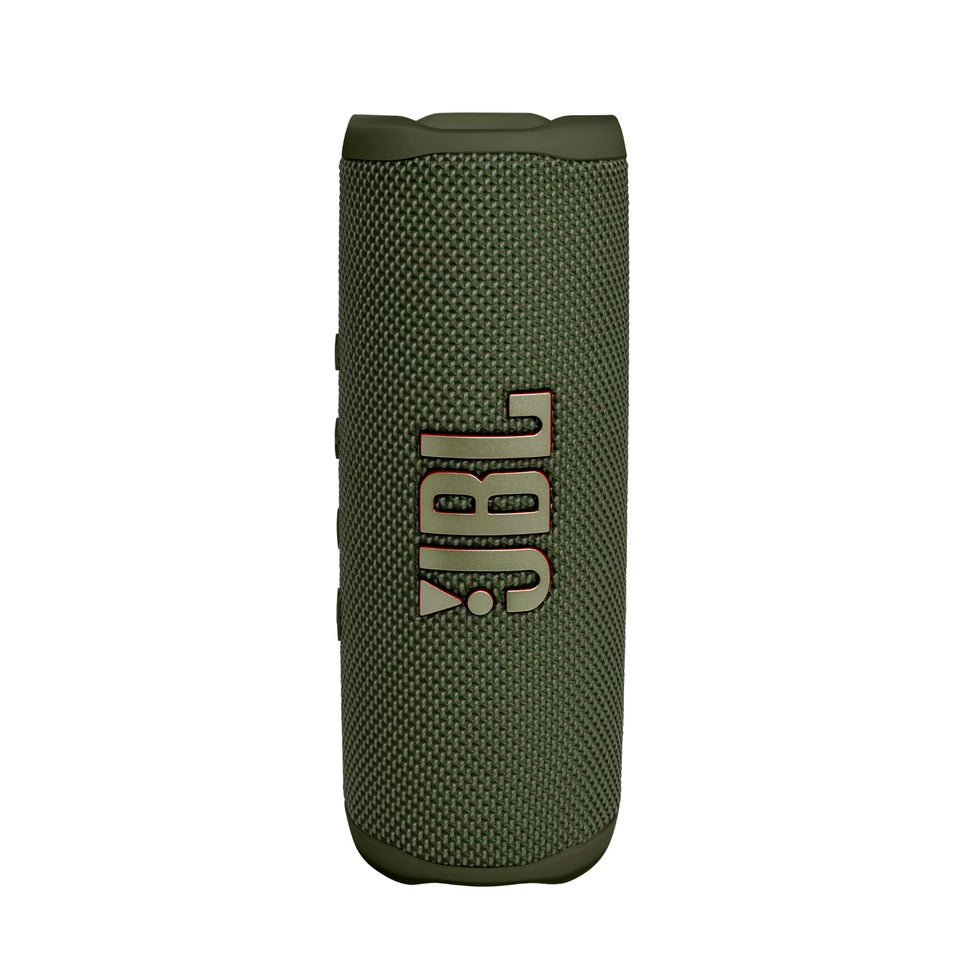 JBL Flip 6 front view in green showing bold design and portability for outdoor listening