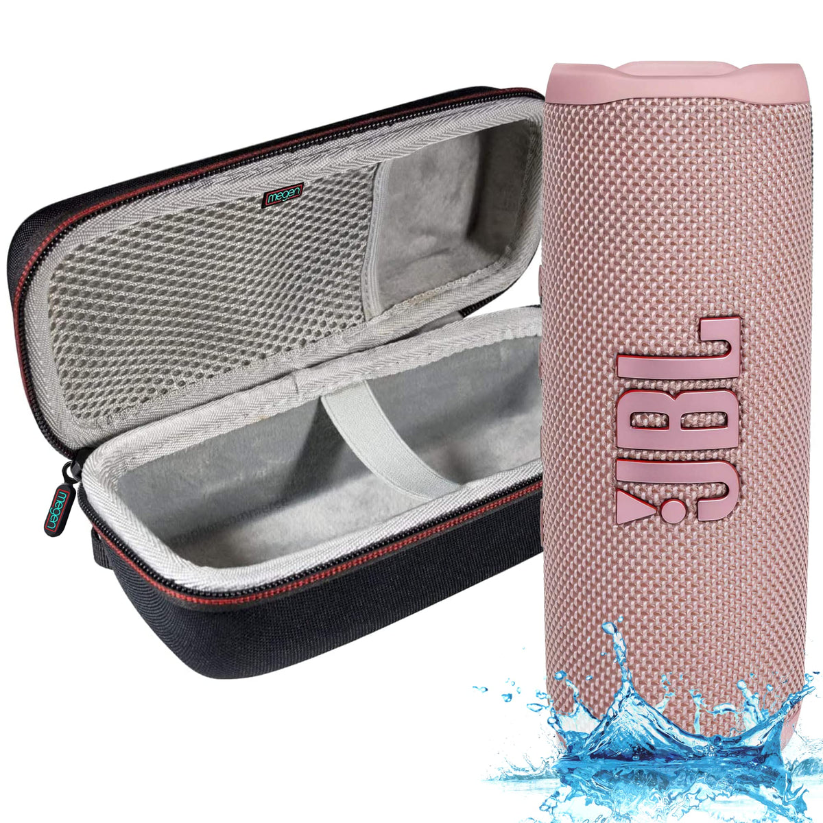 JBL Flip 6 front view in pink showing speaker grille and controls for portable playback