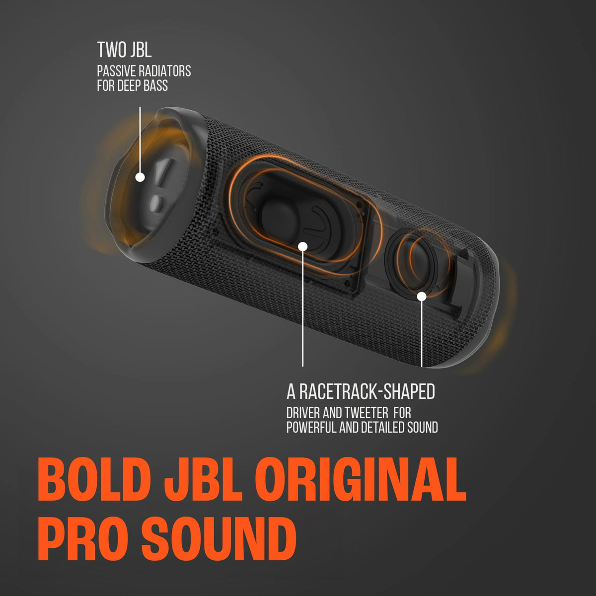 JBL Flip 6 gray top view highlighting controls and portability.