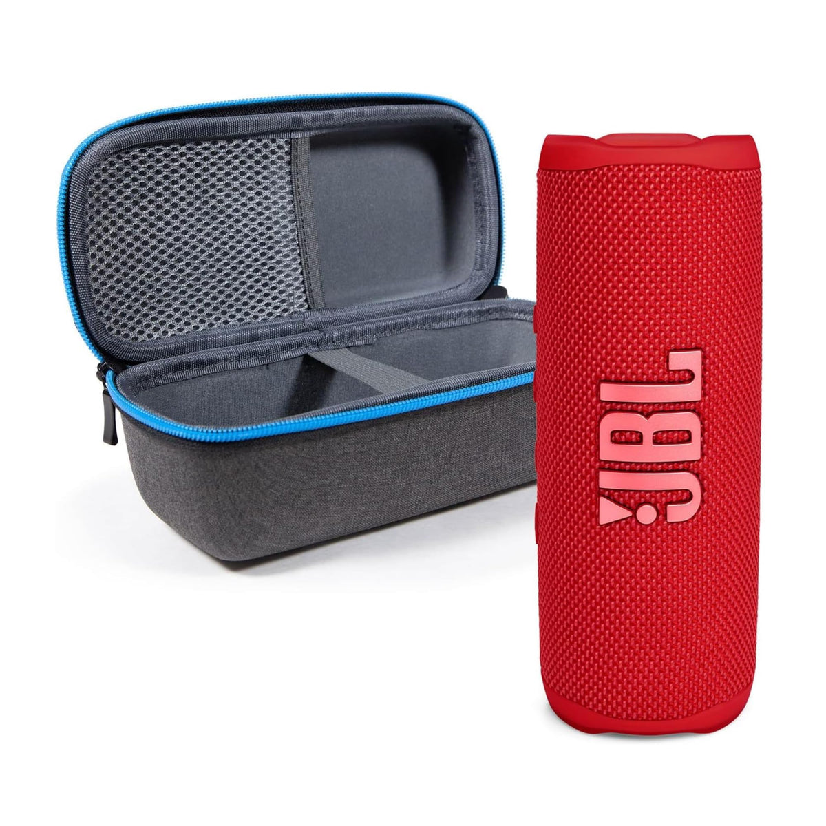 JBL Flip 6 red front view highlighting portable, powerful sound for outdoor use.