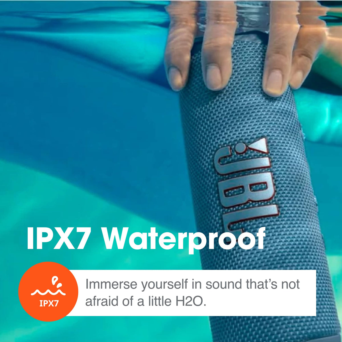 JBL Flip 6 Renewed White battery life icon, up to 12 hours of playback