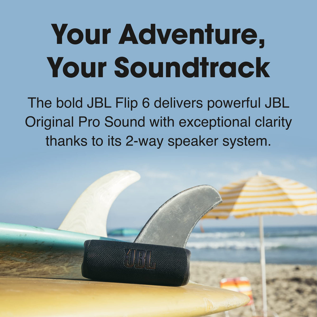 JBL Flip 6 Renewed White side view, sleek design fits anywhere