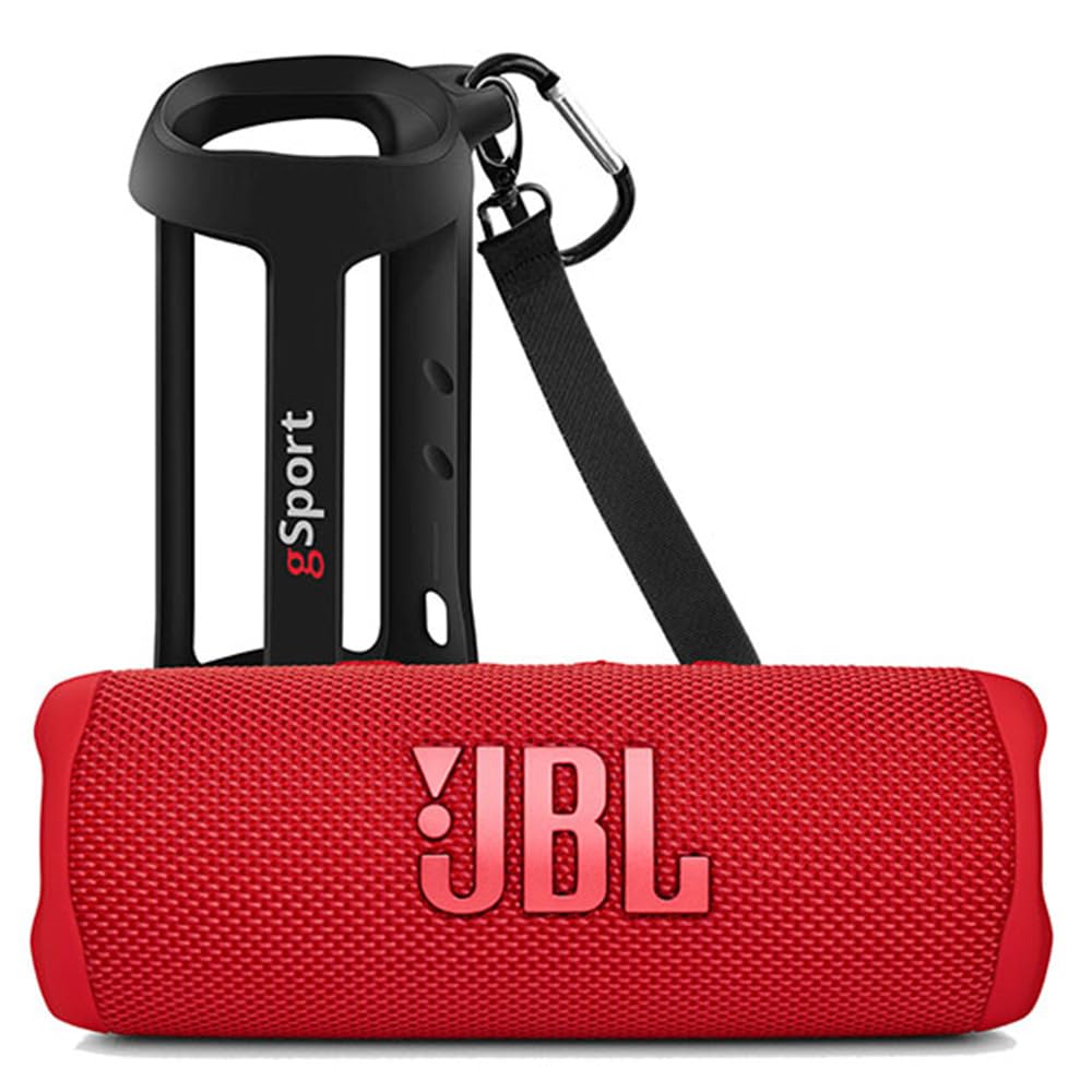 JBL Flip 6 red bundle front view for portable outdoor listening.