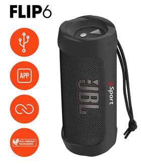 JBL Flip 6 side view highlighting portable, durable design for travel